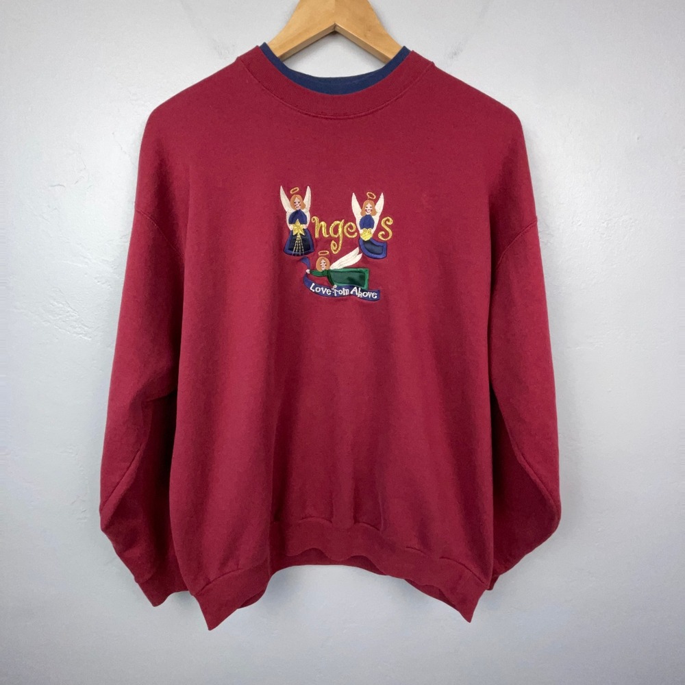 Vintage Angels Sweater Women L Love From Above Sweatshirt Grandmacore 80s 90s